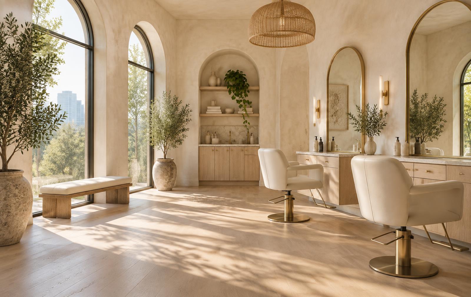 Warm architectural details inside GlowHaus Studio